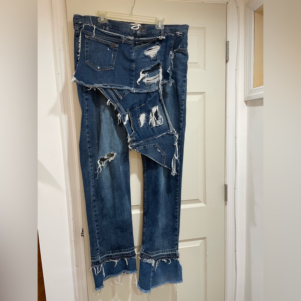 Distressed Blue Denim Jeans